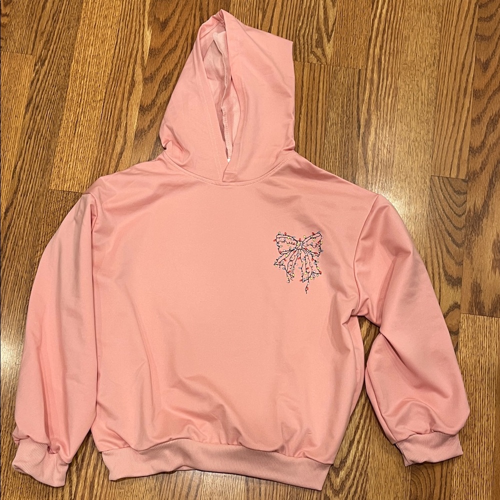 Pink Hoodie with Bow Design Christmas